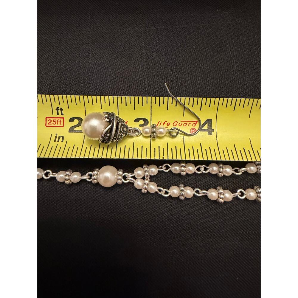 Glam Premier Designs Necklace Set in SilverTone with Pearls dangle earrings - Picture 9 of 9